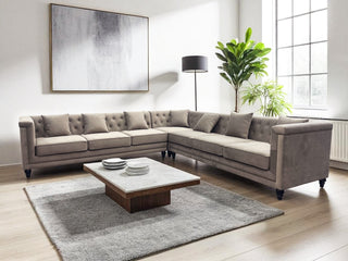 Couture 7 Seat Velvet Corner Sofa - Smokey Bronze